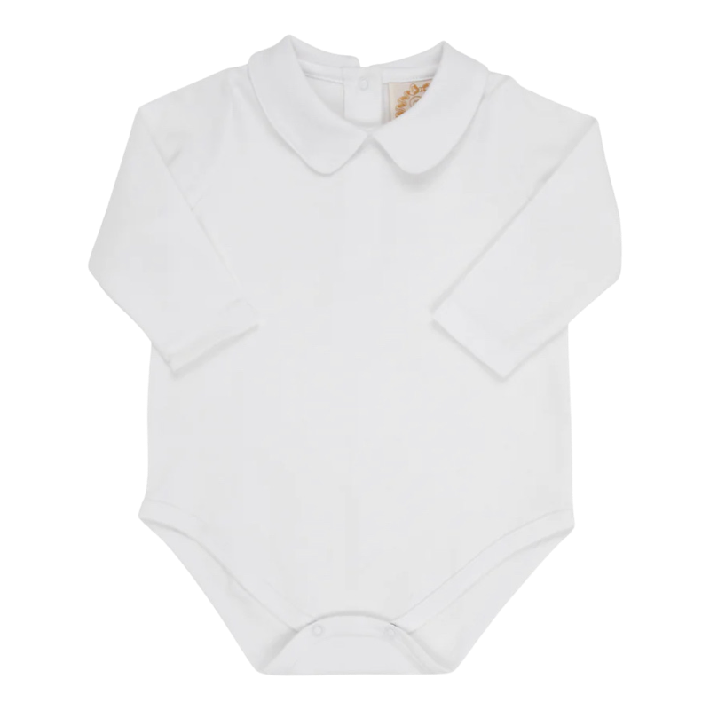 white peter pan ls onesie, pima